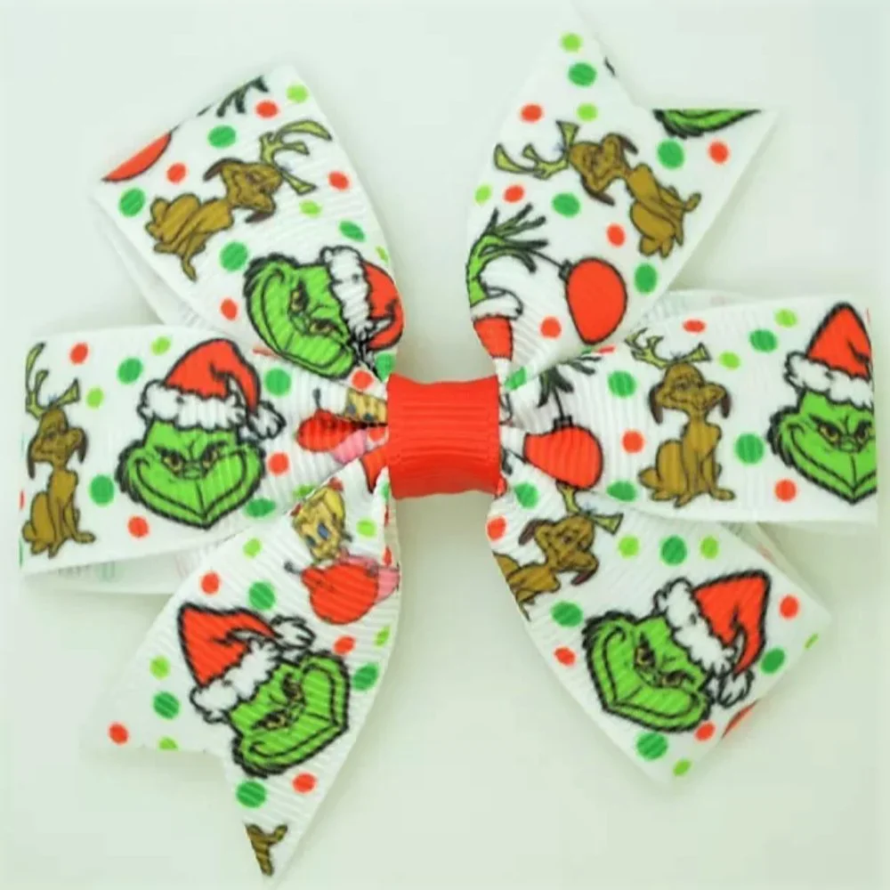 Dr Seuss Grinch Stole Christmas Girls Hair Bow Clip 3 Inches